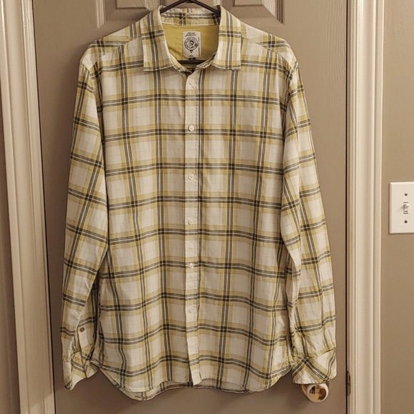 DIESEL INDUSTRY MEN'S YELLOW PLAID BUTTON DOWN SHIRT SIZE XL - Picture 4 of 11